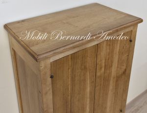 Cabinet in solid walnut wood with antique light color finish